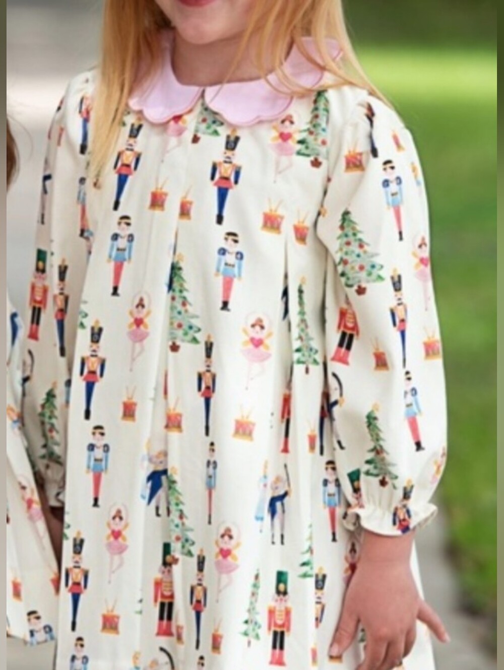 Christmas/Nutcracker Print Cecil & Lou Little Girls Dress Corduroy Pink Collar 6